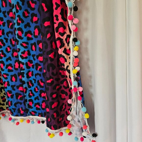 NWT Jess Lea Vacay Mode Pom Po Swimsuit Coverup Dress One Size Fits 0-10 Leopard - Picture 5 of 9